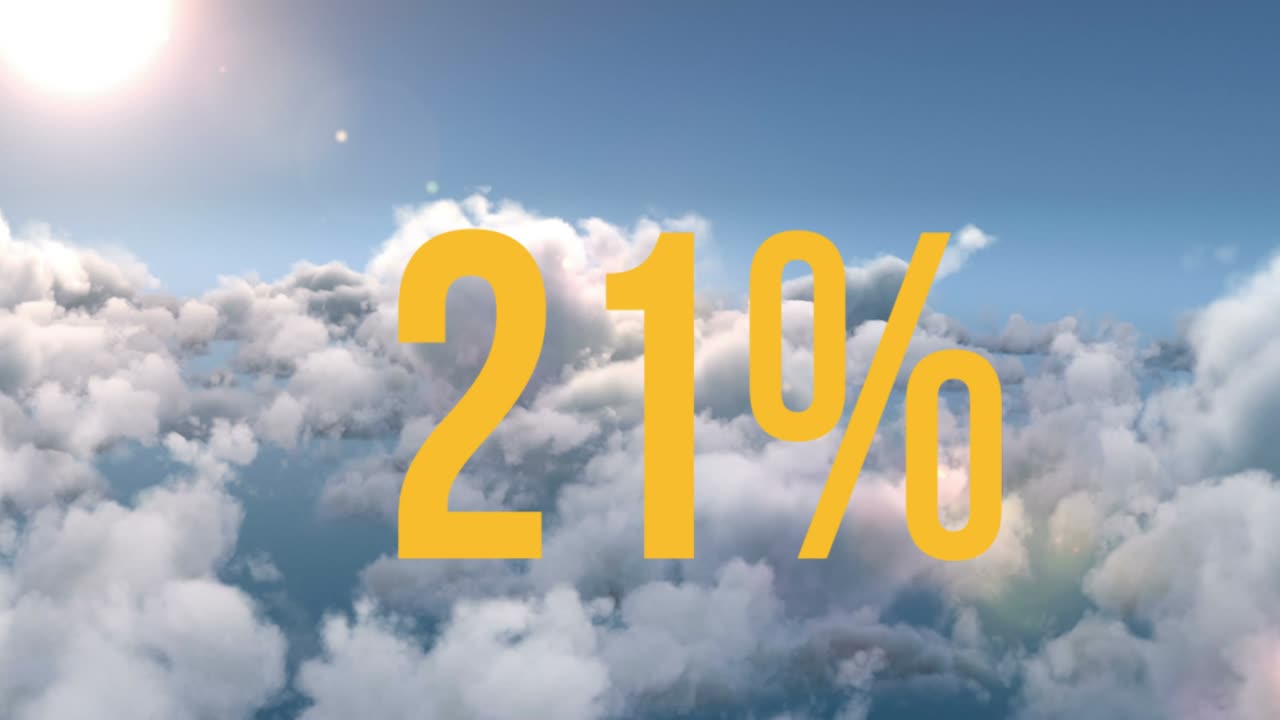 구름과 하늘 위에 자라는 숫자의 애니메이션