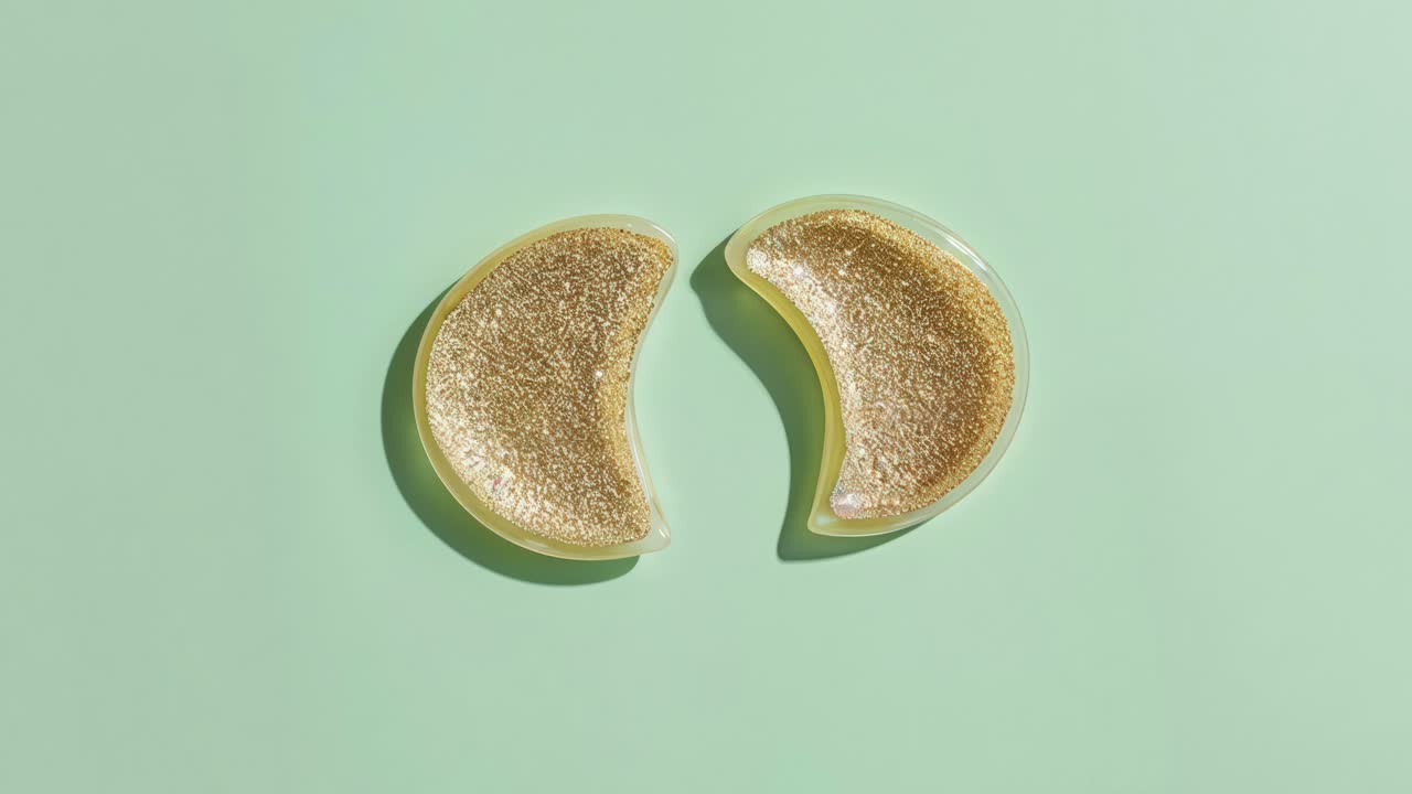 Gold Glitter Eye Patches on a Mint Green Background