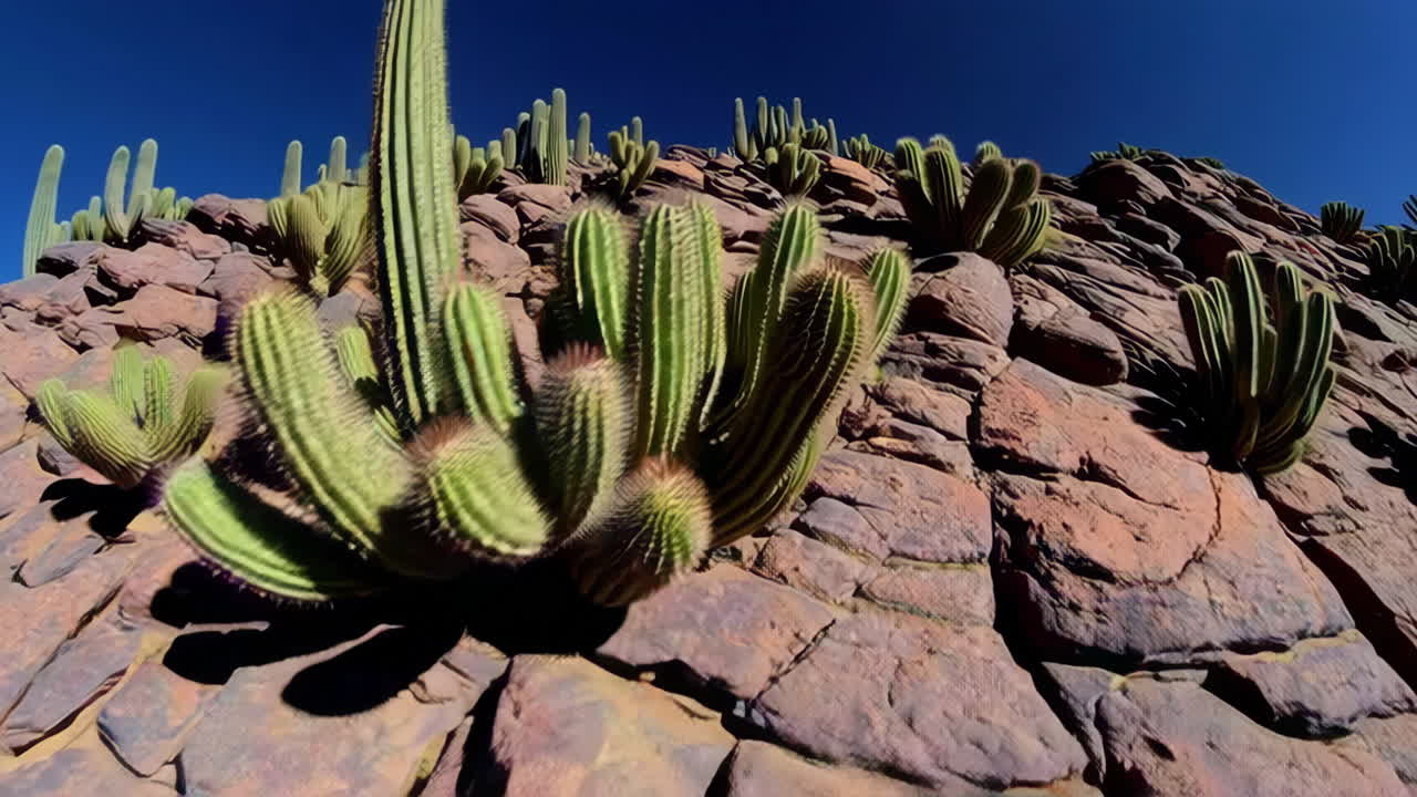 Cactus growing on rocks in desert