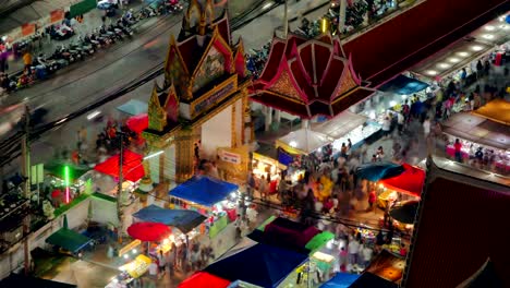 night time lapse, a temple entrance. makha bucha day in thailand