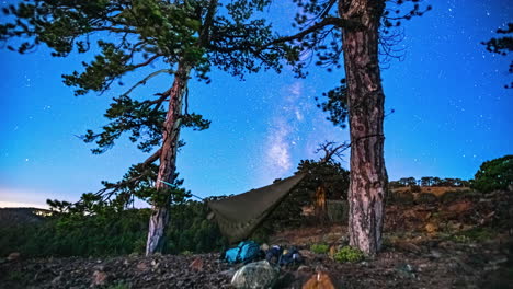 camping at mount olympos, cyprus - milky way time lapse