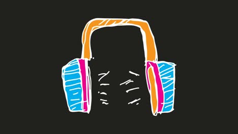 niños dibujando fondo negro con el tema de los auriculares