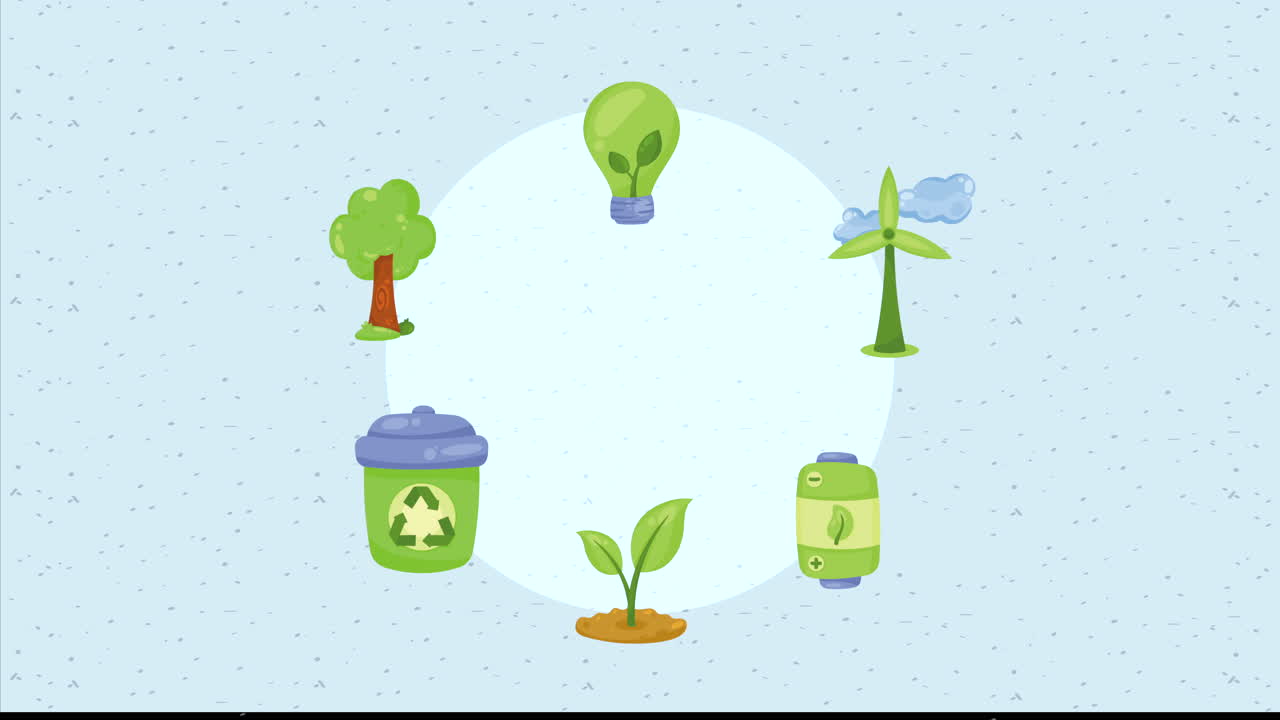 animazione ecologica con elementi intorno all'animazione