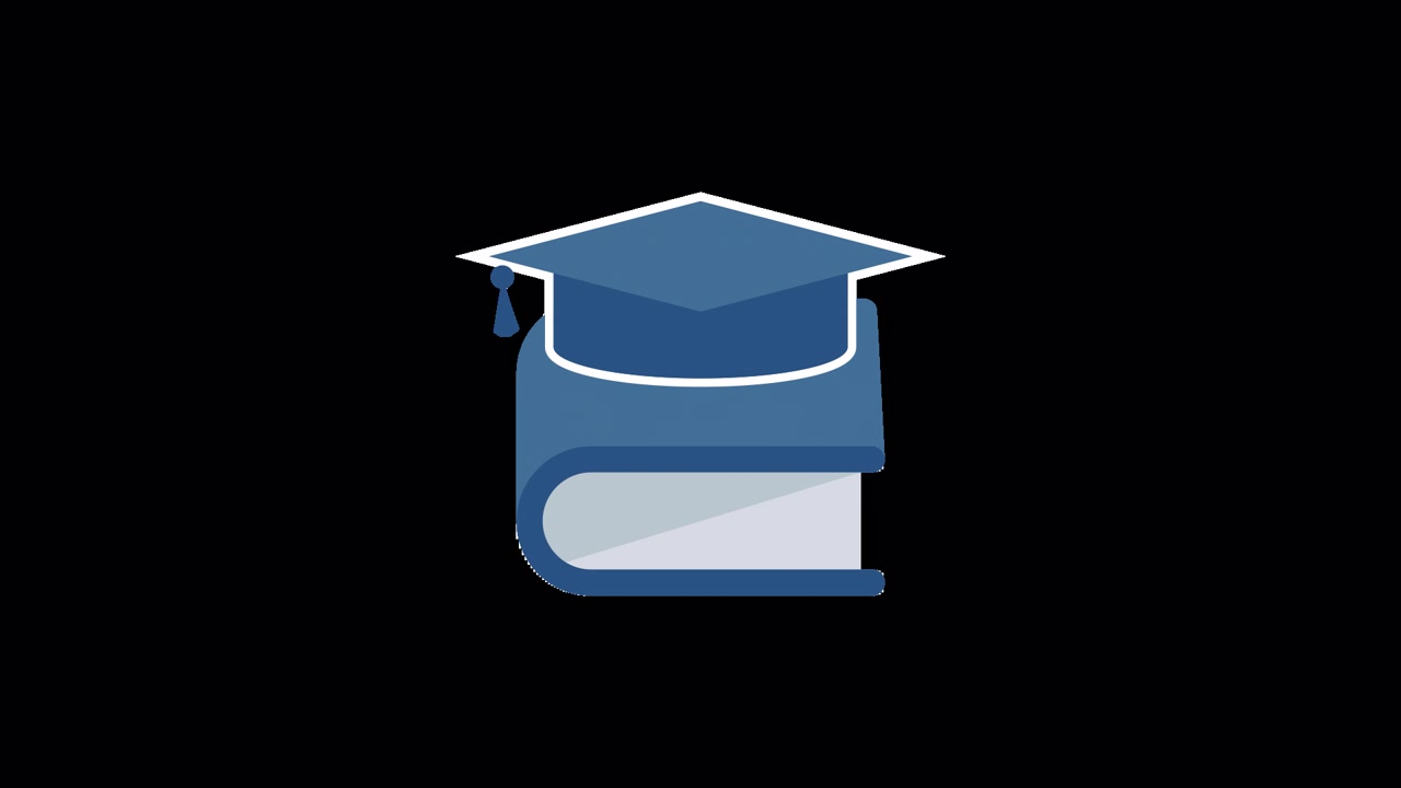 Animated Book and Graduation Cap for Education Concept