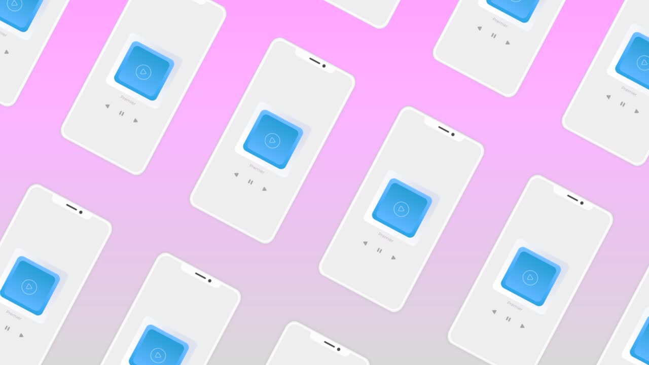 varios teléfonos inteligentes blancos que muestran la interfaz del reproductor de música