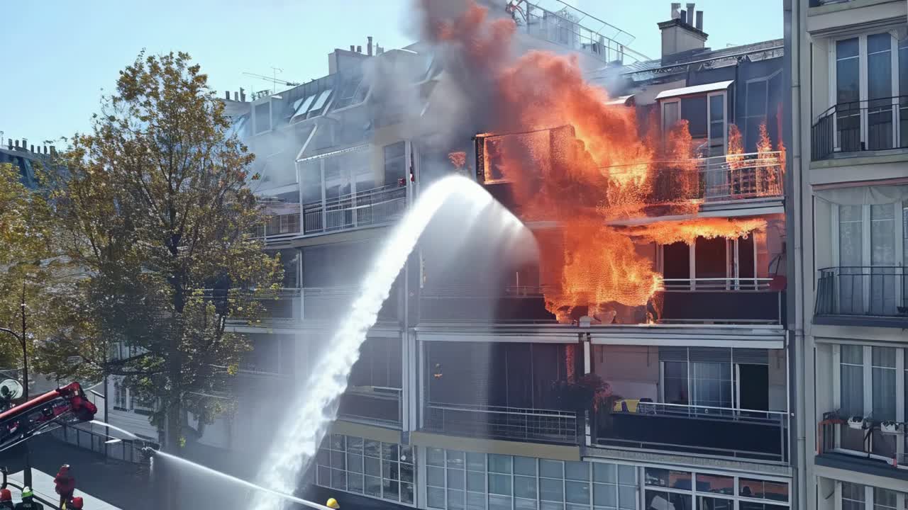 A building is on fire and the smoke is billowing out of the top of the building