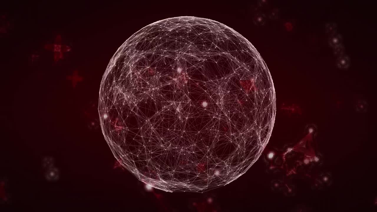 animación de globo brillante y moléculas sobre fondo marrón