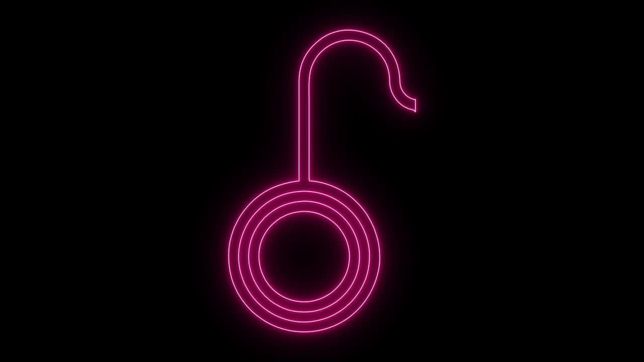 Neon line Yoyo toy icon isolated on black background. 4K Video motion graphic animation .