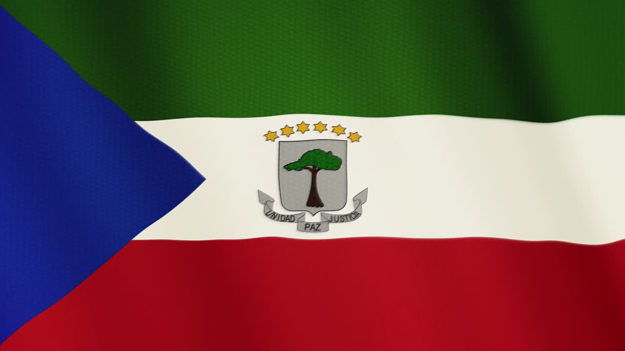 적도 기니의 발을 흔들고 있는 애니메이션. 전체 화면. 국가의 상징