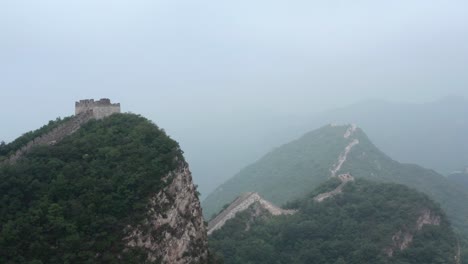 rural part of great wall of china on a cloudy overcast day