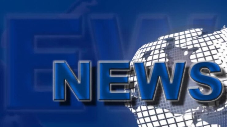 вращающийся глобус с анимацией текста новостей на синем фоне