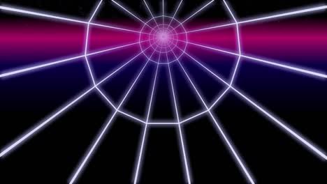 túnel de círculo de ondas sintéticas fondo retro renderizado en 3d