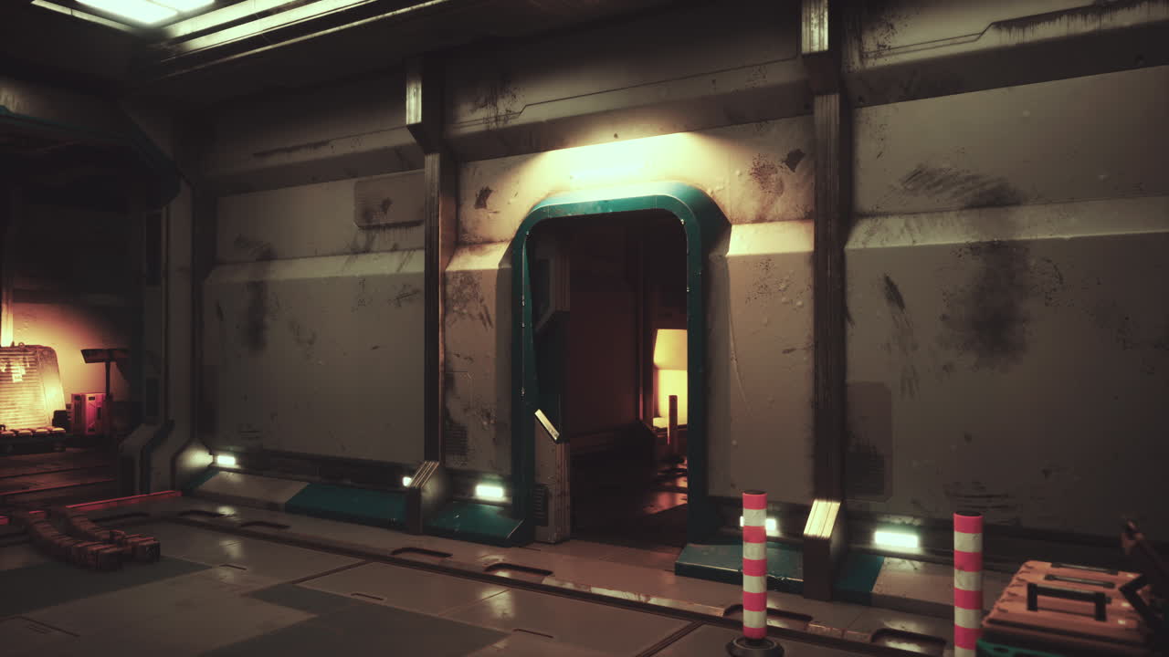 미래의 우주선 복도