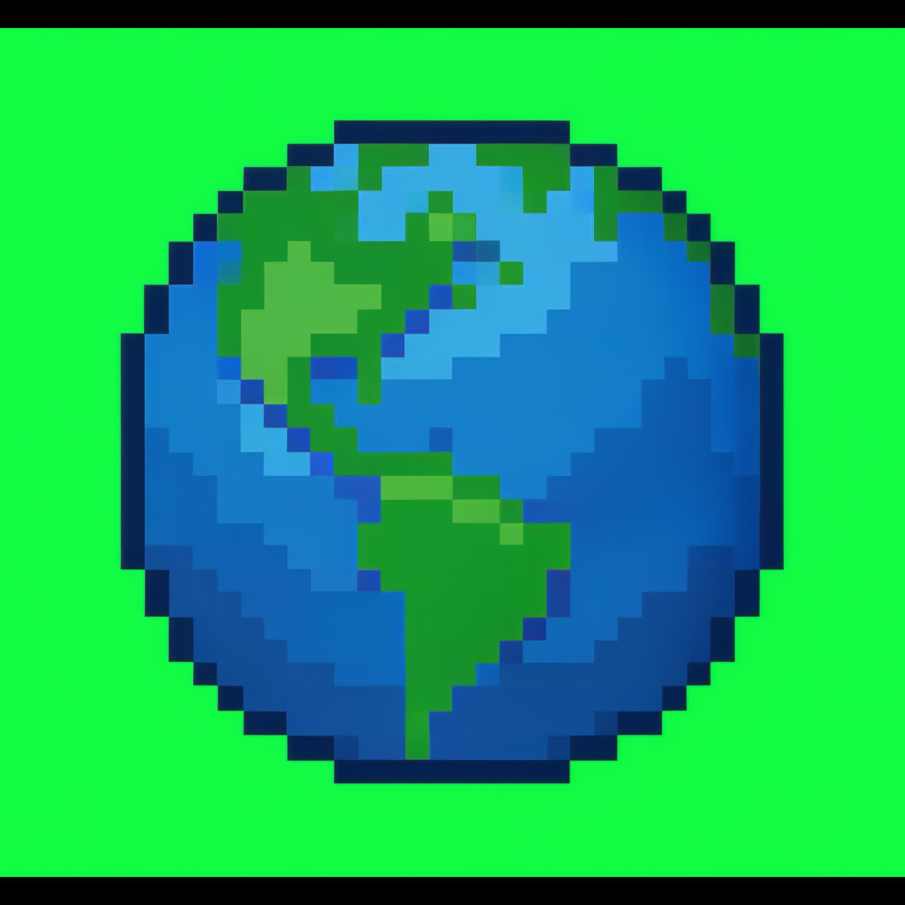 Pixelated Earth animation isolated asset, transparent 4K video, alpha channel, ProRes 4444