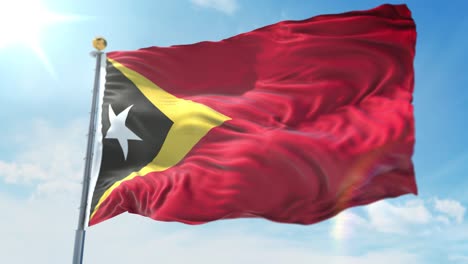 4k 3d illustration of the waving flag on a pole of country east timor