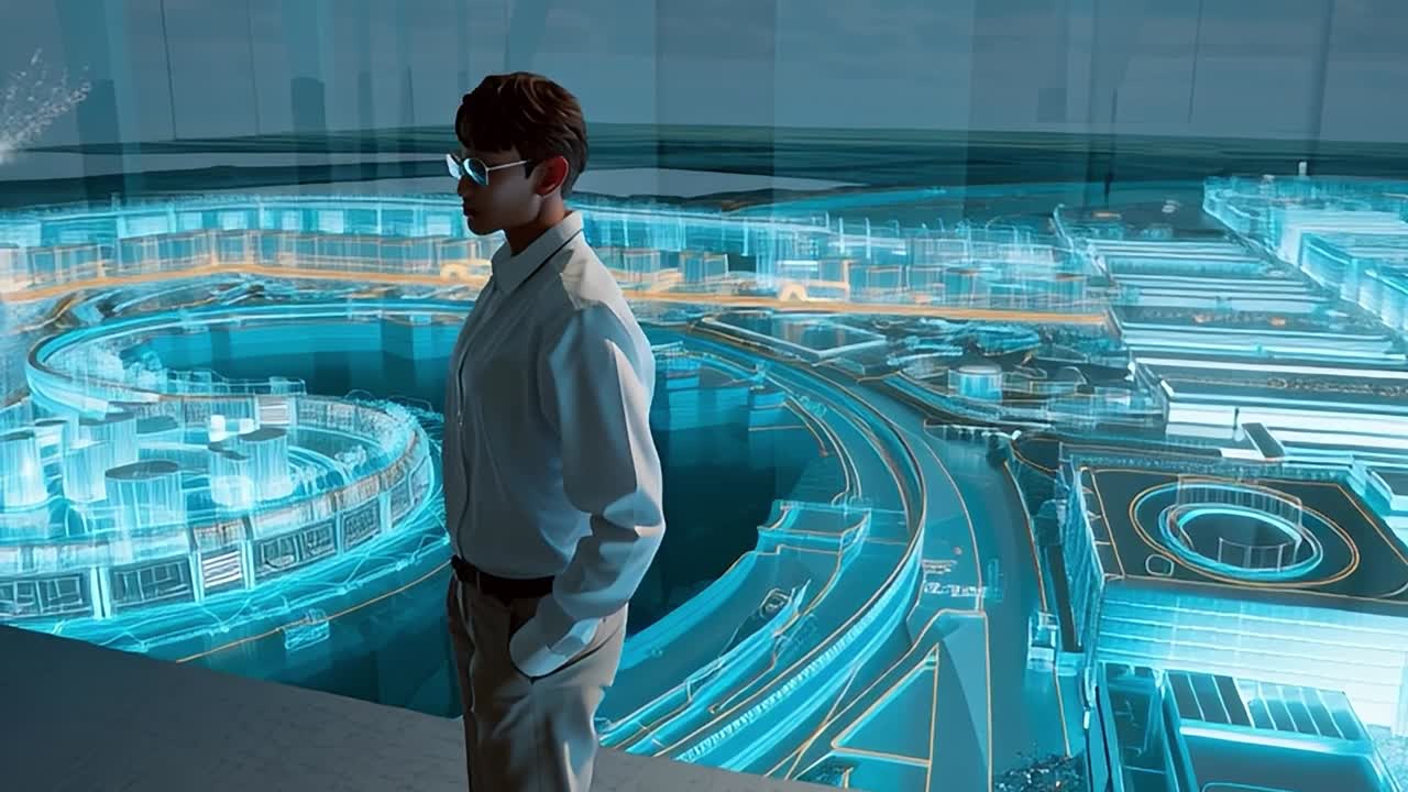 Futuristic urban planning visualized with holographic technology