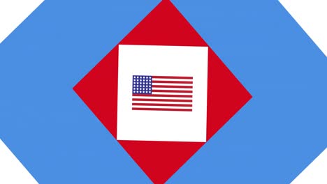 animation of american flag on red, white and blue american flag colours