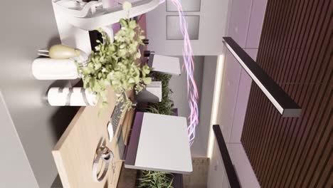 vertical of modern office conference meeting room business company with energy flow 3d rendering