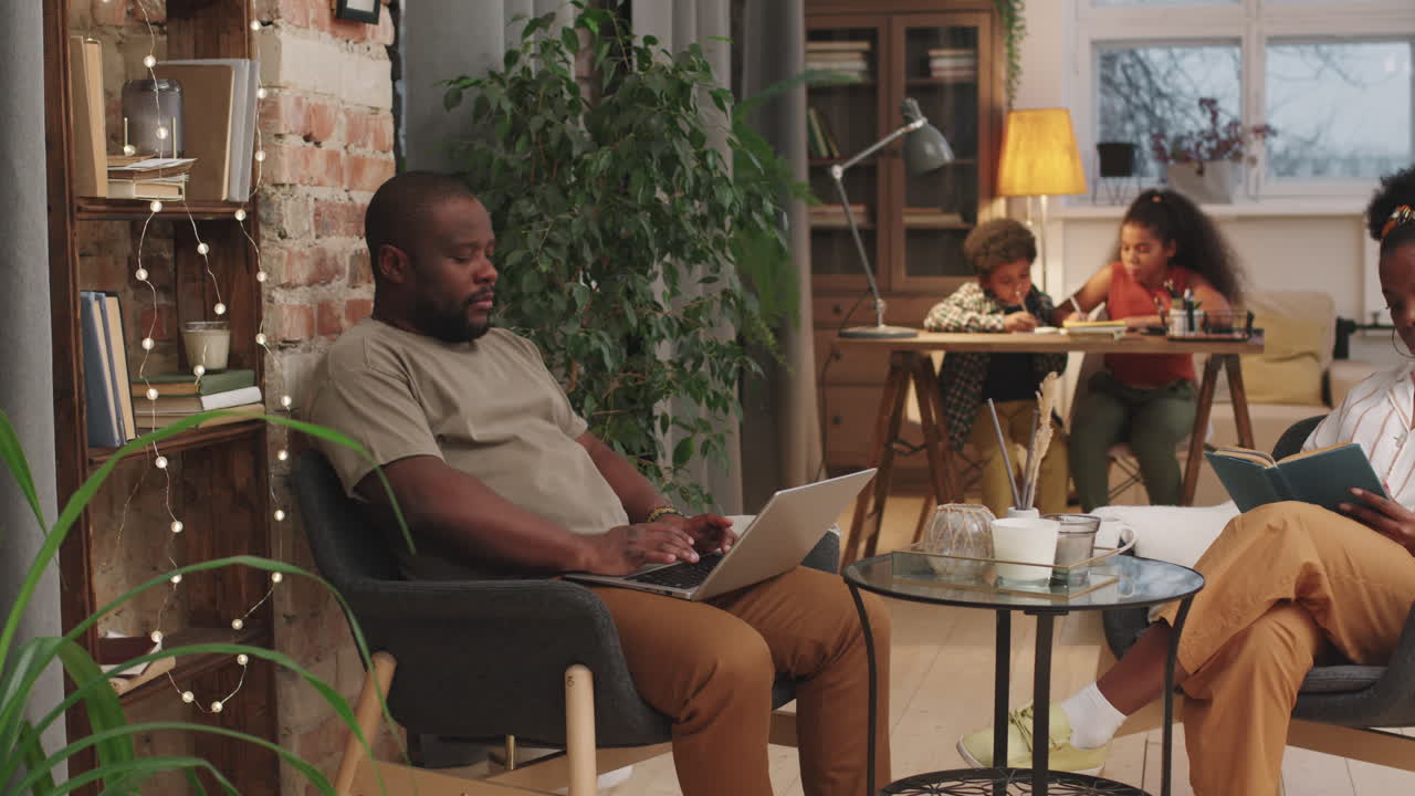 Afro Family At Home In Evening