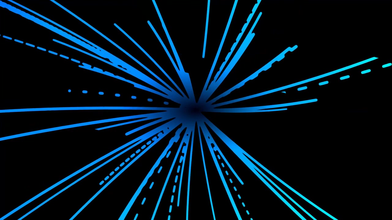 Abstract Blue Light Streaks Radiating From Center