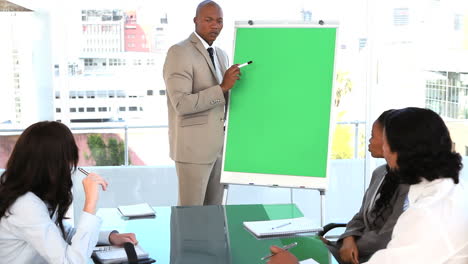 Smiling-businessman-making-a-presentation