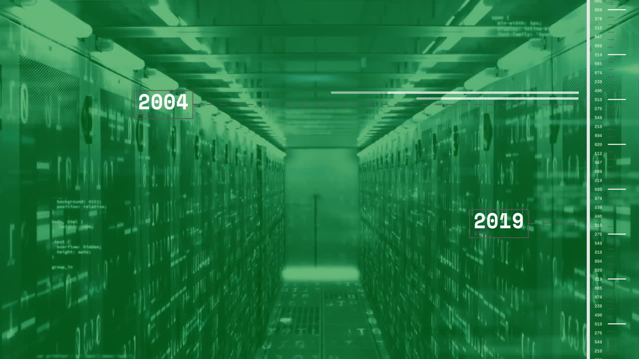 animación del procesamiento de datos digitales a través de servidores informáticos