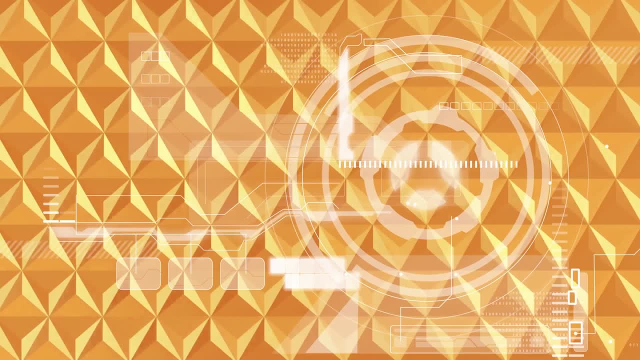 오렌지색 2d 패턴에  ⁇ 색 원형 스 ⁇  스캔과 데이터 처리의 애니메이션