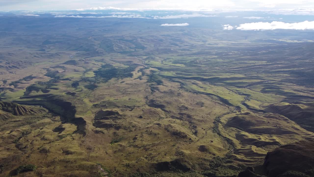 Epic aerial view of Venezuela's green Gran Sabana from a distance