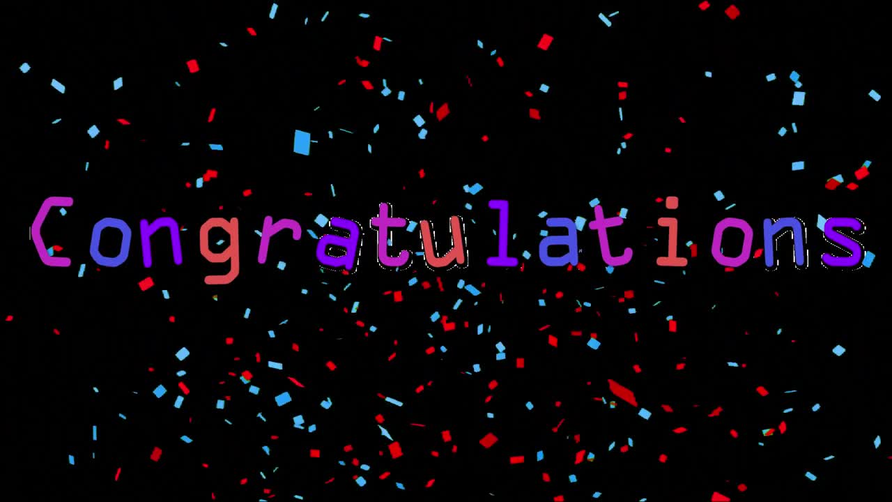Congratulations written on black background with confetti