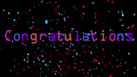 congratulations written on black background with confetti