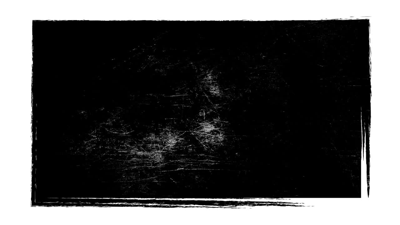 grunge abstracto forma rectangular monocromática sucia sobre fondo blanco. rascado elemento dinámico dañado en el estilo de stop motion vintage de moda. animación de bucle sin costuras para el diseño de banner, sello.