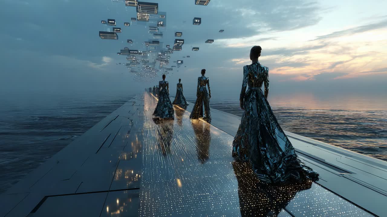 Futuristic Women in a Dreamy Landscape
