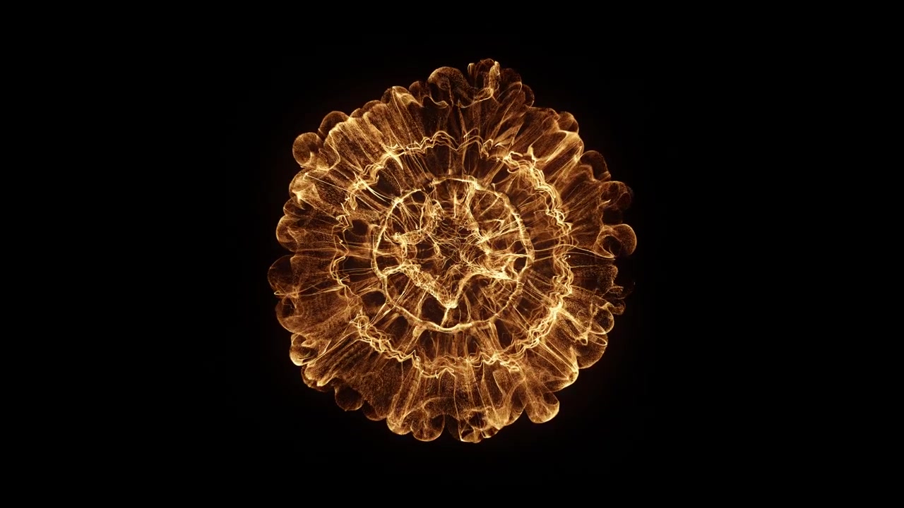 Abstract Golden Energy Sphere Expanding and Dissipating in Darkness