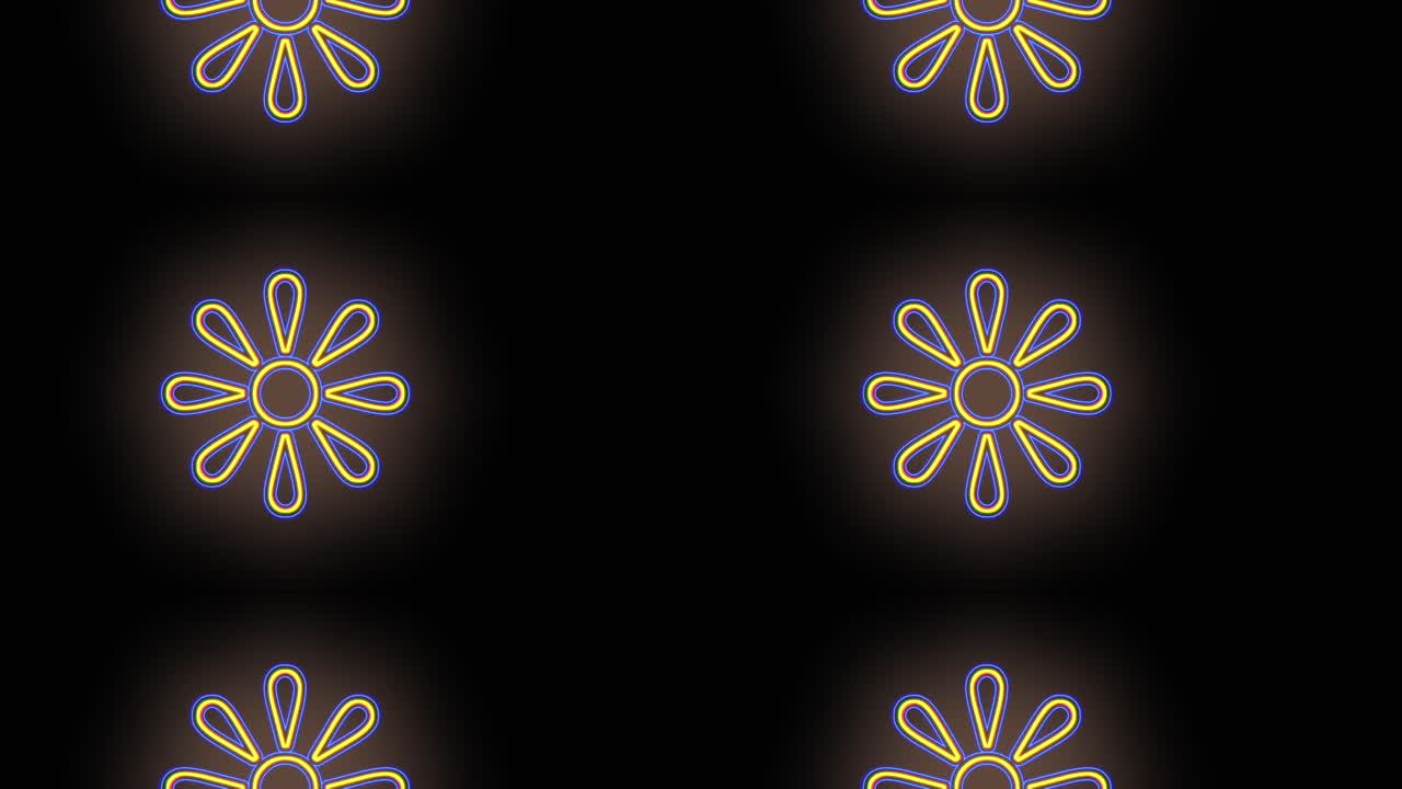 밤에 네온 노란색 여름 꽃 패턴