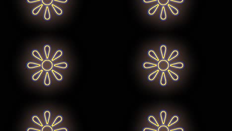 Neon-yellow-summer-flowers-pattern-in-night