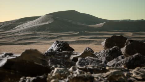 Aerial-view-on-big-sand-dunes-in-Sahara-desert-at-sunrise