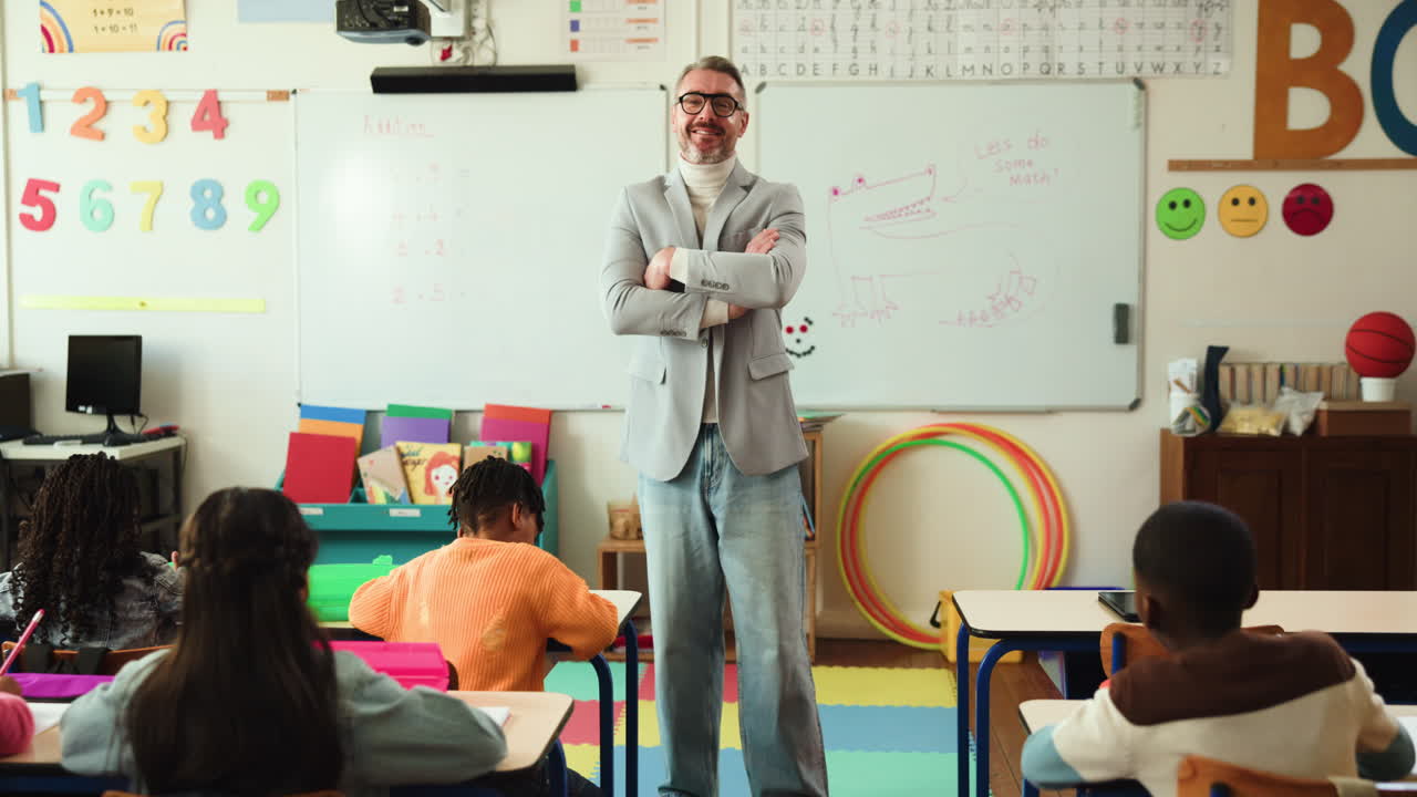 Classroom scene with a teacher and students during a lesson