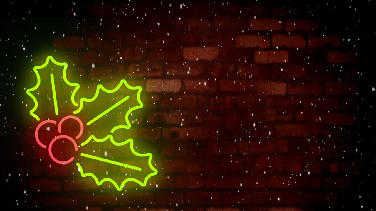 Animazione di decorazioni natalizie con neve che cade