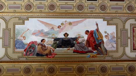 Painted-roof-of-a-room-of-Palacio-da-Bolsa-representing-the-Justice-with-an-Angel-in-heaven