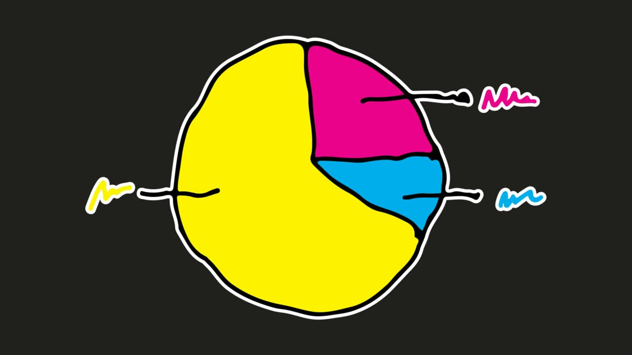 niños dibujando un fondo negro con el tema del gráfico circular