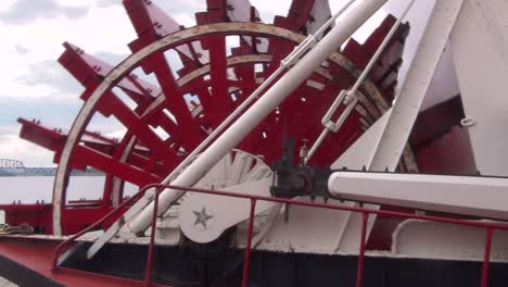 paddle wheel from river boat. close up