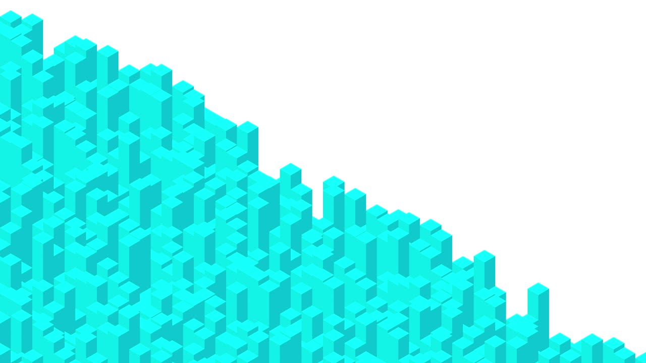 Cube box square bar 3D virtual isometric shuffle wave pattern, Blockchain technology concept design illustration blue color on white background seamless looping animation 4K, with copy space