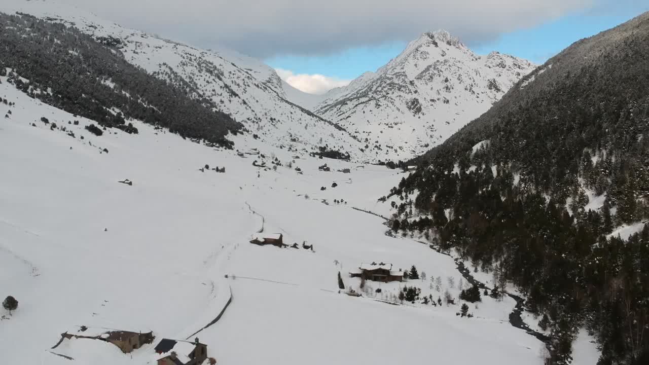 Aerial views of ski stations, different landscapes and viewers in Andorra during the covid times