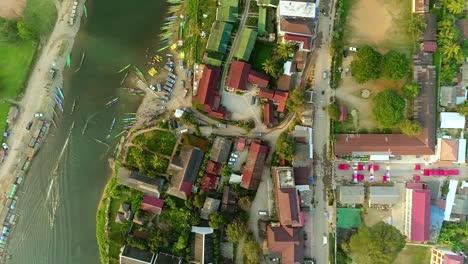 4k video shot aerial view by drone. village of vang vieng on laos.