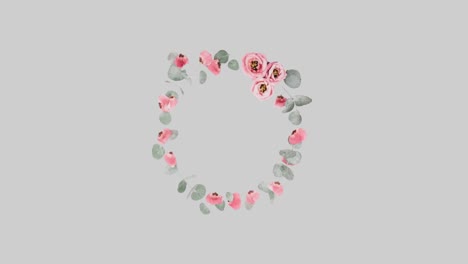 Animación-De-Flores-Rosadas-Girando-En-Movimiento-Hipnótico-Sobre-Fondo-Gris