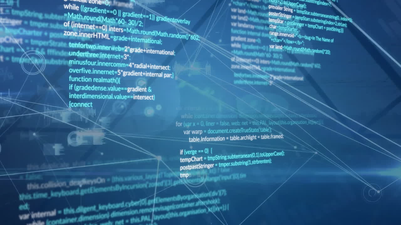 animación del procesamiento de datos digitales a través de servidores informáticos