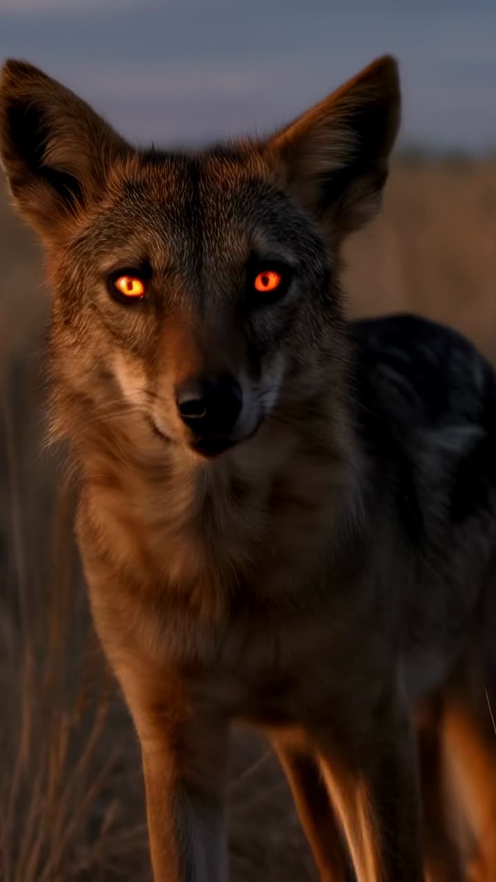Dikey video: Kamera ışığı, kameraya bakıp dönen, çimenlere girip kamerayı inceleyen köpeğigilleri tetikliyor