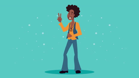 afro young boy hippie character