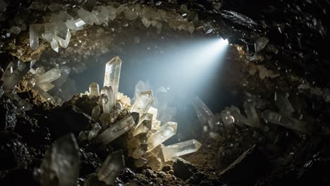 exploring the mystical cave of crystals: a journey into the depths of nature's hidden treasures illuminated by a soft radiance