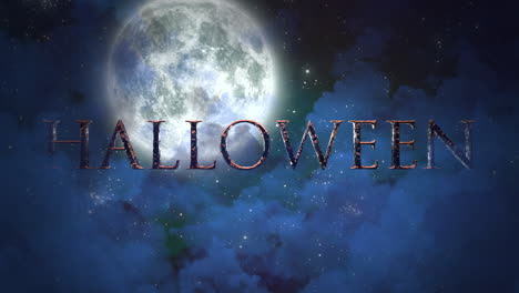 halloween con luna grande y nube mística